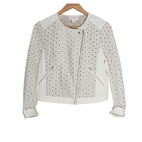 Club Monaco Jackets & Blazers - Women's - Club Monaco White Cropped Eyelet Jacket, Size 8